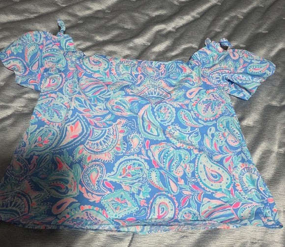 Lilly Pulitzer Blue and Pink Paisley Blouse - Picture 7 of 7